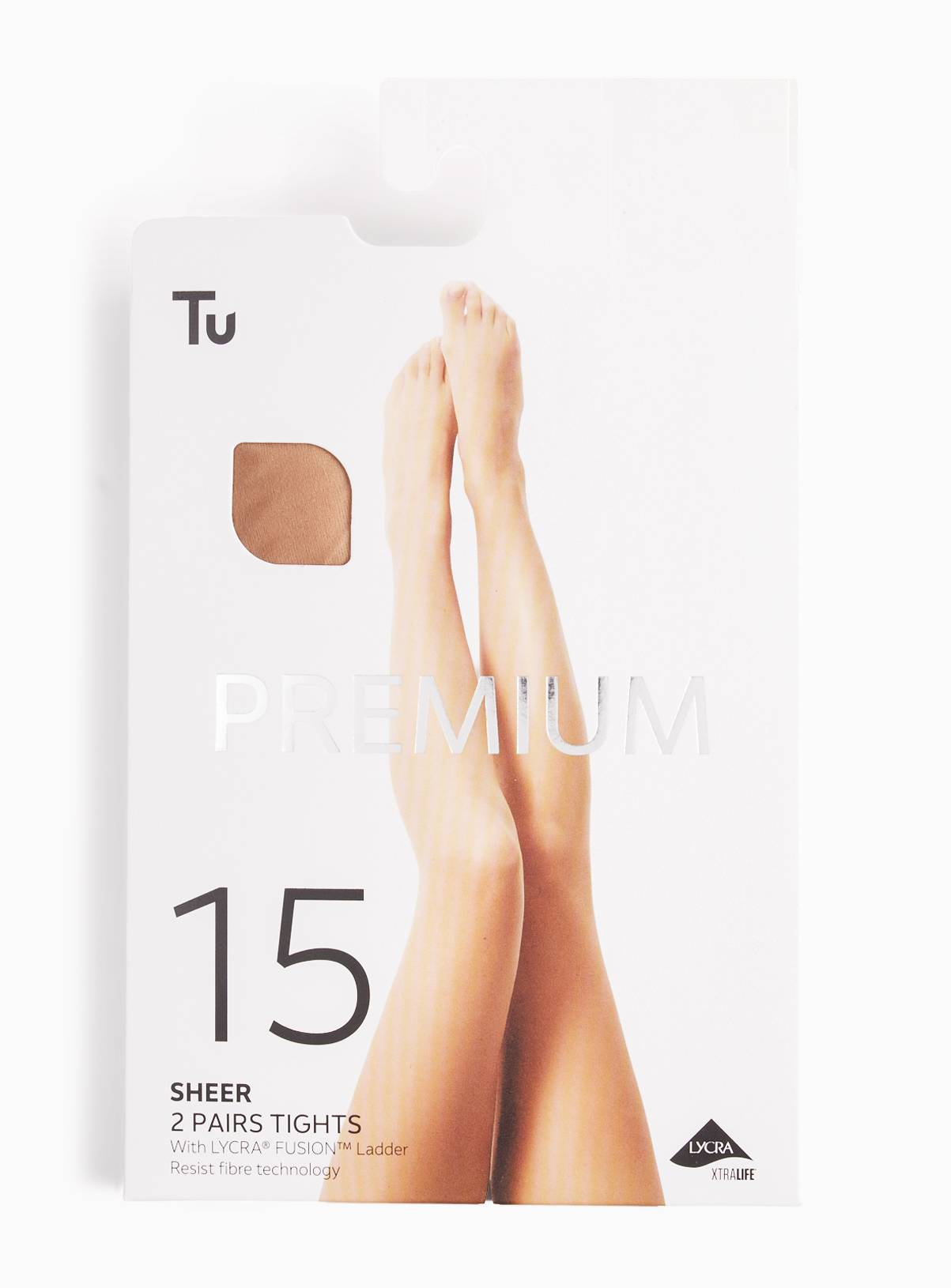 15 Denier Nude 1 Premium Sheer Tights 2 Pack XL - Image 2